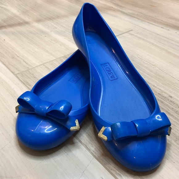 J. Crew Shoes - J.Crew Rainy Day Bow Ballet Flats Blue Grotto Gold Size 7